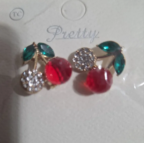 🎯5 for $15 Earrings Vibrant Jewelry Collection In Cherry Design - Picture 3 of 3